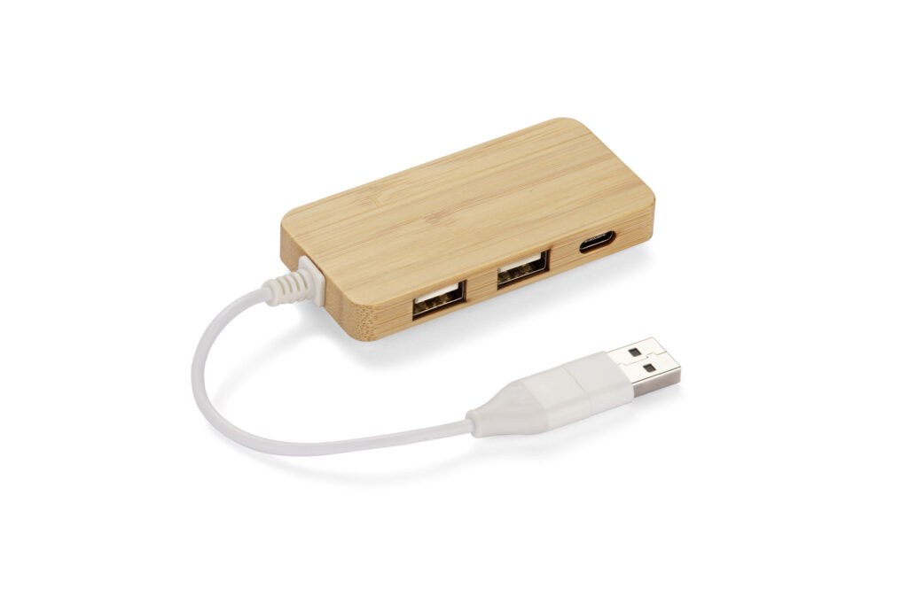 Rozdzielacz bambusowy HUB USB z wymienną wtyczką – RIVO