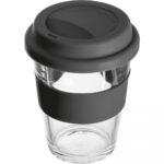 Kubek szklany z pokrywką 300 ml AMANDA – zdjęcie produktu