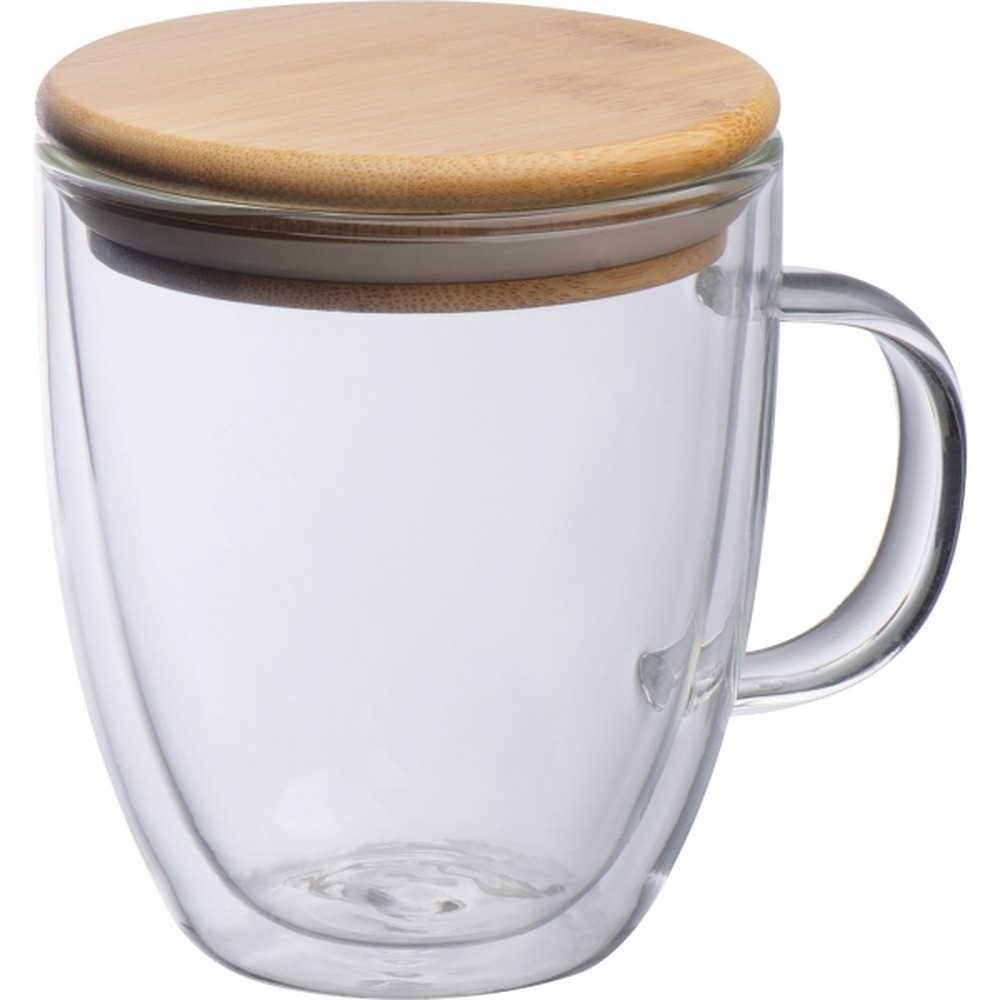 Kubek szklany z pokrywką 350 ml CECIL
