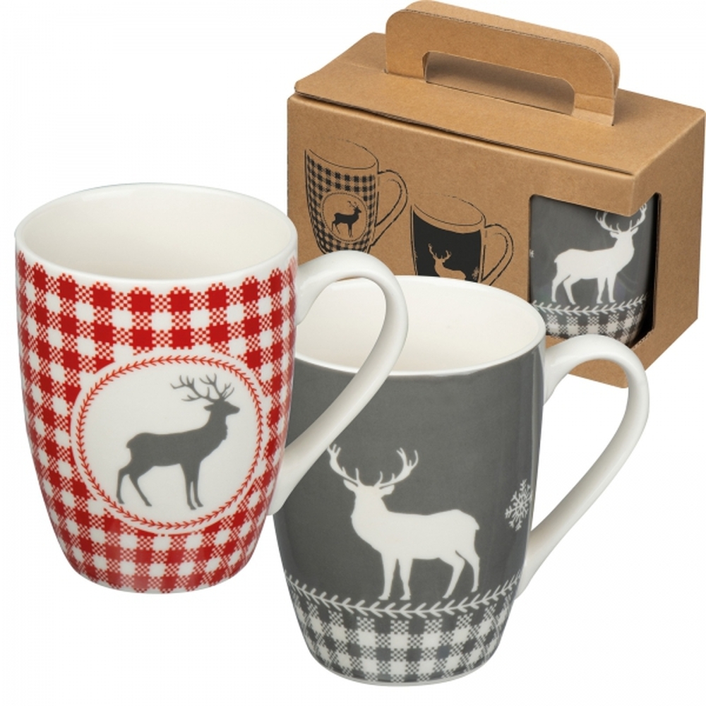 Zestaw 2 świątecznych kubków porcelanowych 300 ml ARMIN