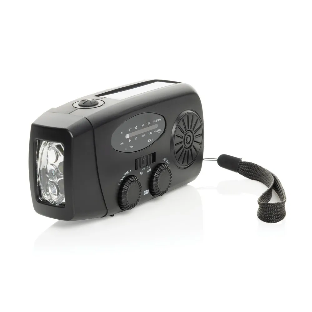 Radio survivalowe AM/FM, power bank 1800 mAh, latarka RescueWave