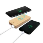 Bambusowy bezprzewodowy power bank 8000 mAh B’RIGHT, ładowarka bezprzewodowa 15W | Benson – zdjęcie produktu