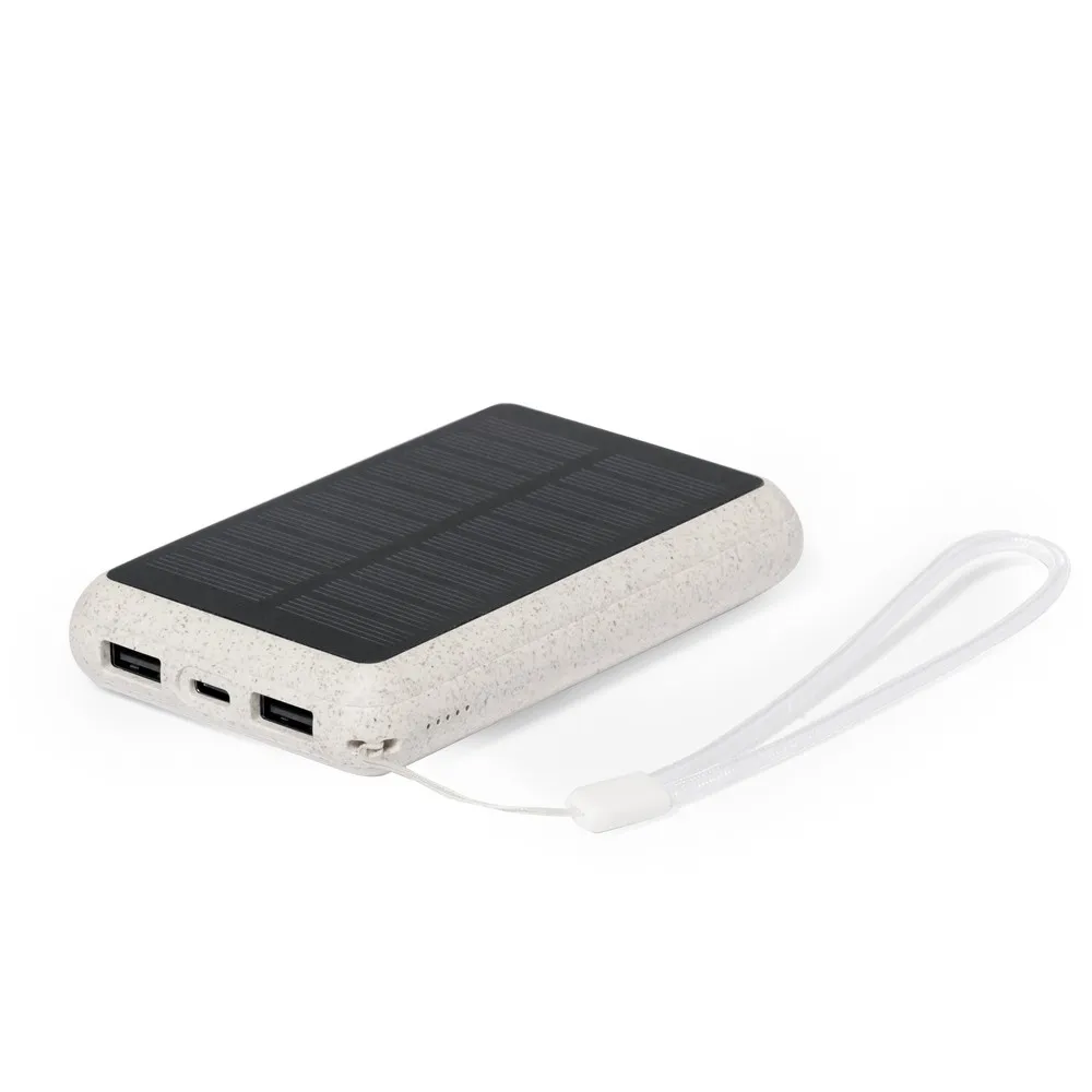 Power bank 5000 mAh ze słomy pszenicznej, ładowarka słoneczna