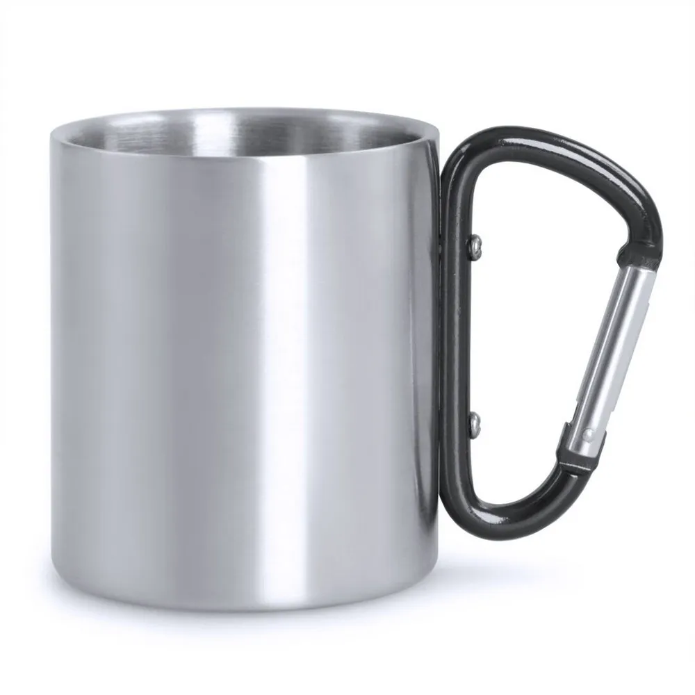 Metalowy kubek 210 ml z karabińczykiem