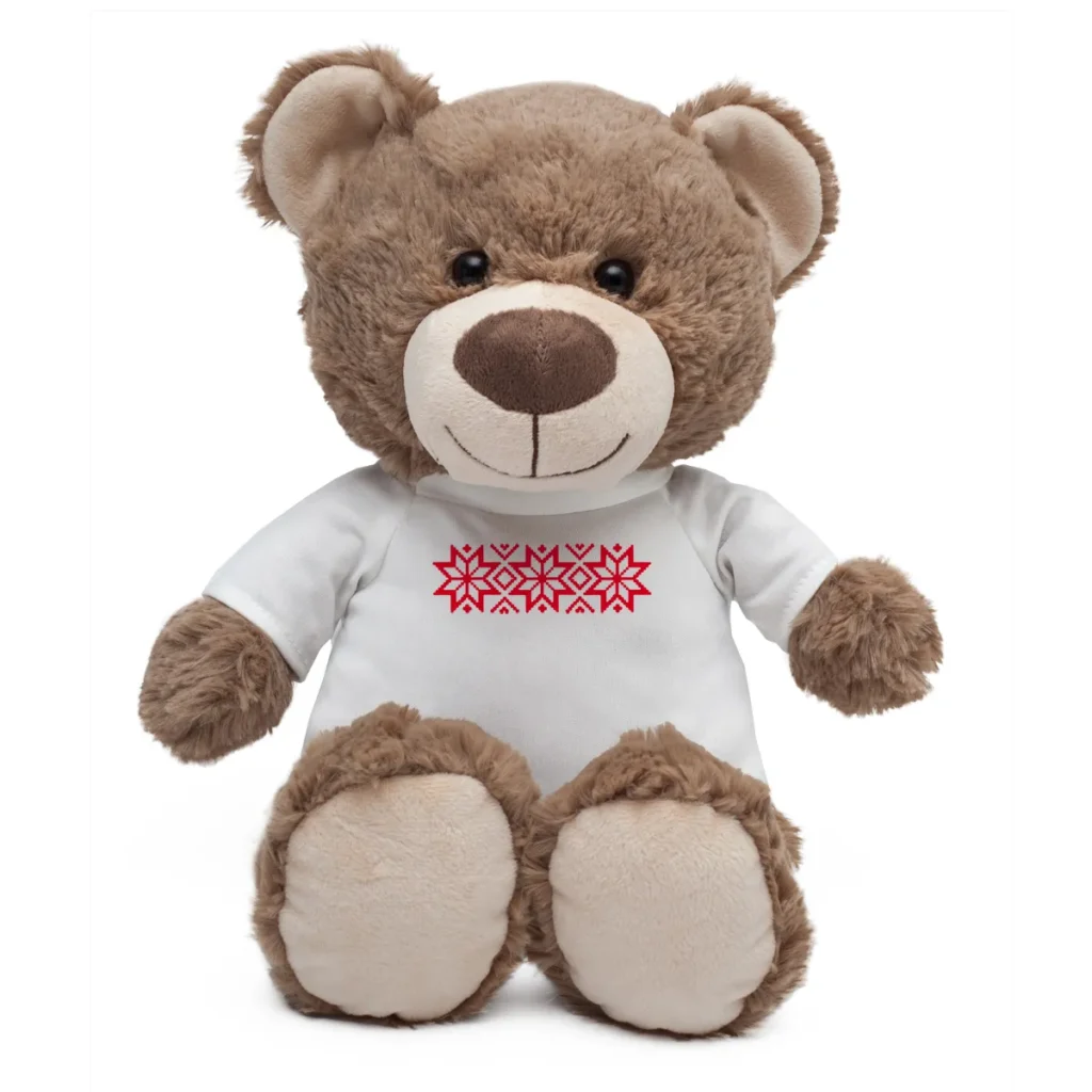 Maskotka Big Teddy w koszulce z motywem świątecznym